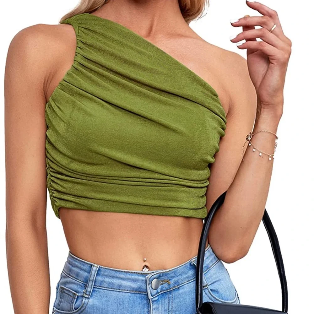 One Shoulder Cropped Amazon Top - Picture 2 of 2